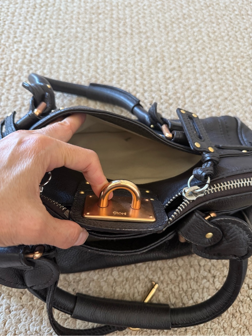 Chloe Paddington Dark Brown Handbag with Gold Hardware - Picture 8 of 12